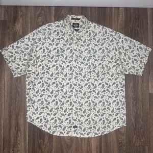 Dockers Mens XL Short Sleeve Button Up Shirt Wrinkle Free Paisley Print